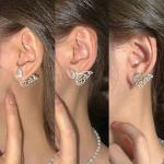 Korean Zircon And Pearl Butterfly Front Back Earrings | Luxury Look Artificial Earrings | Girls Earrings | Women Earrings