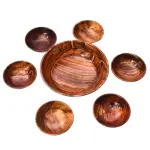 Handmade Wooden Bowls Set Of 7 Pcs , – 1 Large & 6 Small Bowls