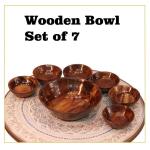 Handmade Wooden Bowls Set Of 7 Pcs , – 1 Large & 6 Small Bowls