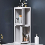 360° Rotatable Corner Bathroom Storage Organizer Dustproof Cosmetic Cabinet