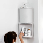 360° Rotatable Corner Bathroom Storage Organizer Dustproof Cosmetic Cabinet