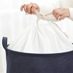 Drawstring Laundry Basket Waterproof Canvas Dirty Clothes Storage Foldable Toy Organizer