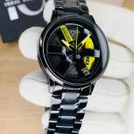 Ma1 Black Car Sport Rim Hub Wheel Wristwatch For Mens (random Dial Color And Random Strap Color)