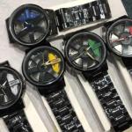 Ma1 Black Car Sport Rim Hub Wheel Wristwatch For Mens (random Dial Color And Random Strap Color)