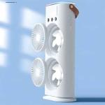 Portable Mini Double Fan Air Cooler With Mist Humidifier And Led Lighting, Mini Table Cooling Fan For Home & Office – Rechargeablel