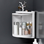 360° Rotatable Corner Bathroom Storage Organizer Dustproof Cosmetic Cabinet