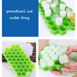 Silicone Ice Cube Tray 37 Grid Ice Cube Mold With Lid Honeycomb Ice Maker Reusable Ice Container For Whiskey Coffee Juice