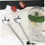 4 Pcs Set Stainless Steel Spoon With Straw Reusable Spoon Cocktail Stirrers For Drinks Drinking Straw