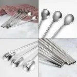 4 Pcs Set Stainless Steel Spoon With Straw Reusable Spoon Cocktail Stirrers For Drinks Drinking Straw
