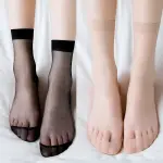 Female Thin Silk Transparent Sexy Ankle Nylon Socks Set (random Color)
