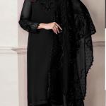 Baroque Embroidered Chiffon Black Unstitched – D291/292