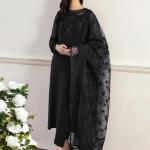 Baroque Embroidered Chiffon Black Unstitched – D291/292