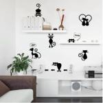 8 Pcs Cartoon Black Kitty Switch Sticker Home Decor Living Room