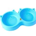 Cat Shaped Double Food Bowl Pet Plastic Food Bowl (random Color)