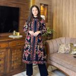 3 Pcs Beautiful Embroidery Suit Shamose Silk With Round Neck