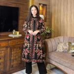 3 Pcs Beautiful Embroidery Suit Shamose Silk With Round Neck