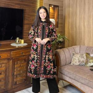 3 Pcs Beautiful Embroidery Suit Shamose Silk With Round Neck