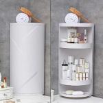 360° Rotatable Corner Bathroom Storage Organizer Dustproof Cosmetic Cabinet
