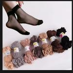 Female Thin Silk Transparent Sexy Ankle Nylon Socks Set (random Color)