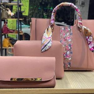 Momina 3pcs Bag Set Luxury Hand Bagset For Girls – Leather Cross Body & Shoulder Bag – Large Capacity Bag