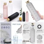 1l Motivational Water Bottle 32oz Reusable Plastic Drinking Bottle With Time Marker Leakproof Fashion Style Bottle For Travel
